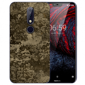Schutzhülle Nokia 6.1 Plus (2018) TPU Hülle mit Fotodruck Braune Muster 