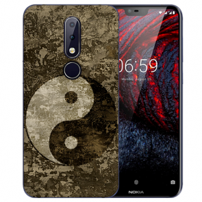 Silikon TPU Hülle mit Yin Yang Fotodruck für Nokia 6.1 Plus (2018)