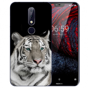 Nokia 6 Silikon Schutzhülle TPU Case mit Tiger Bild Namendruck