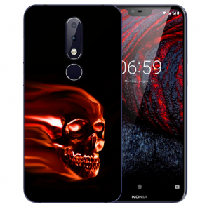 Nokia 6.1 Plus (2018) Silikon TPU Hülle mit Fotodruck Totenschädel