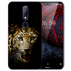 Nokia 6 Silikon Schutzhülle TPU Case mit Leopard Bild Namendruck