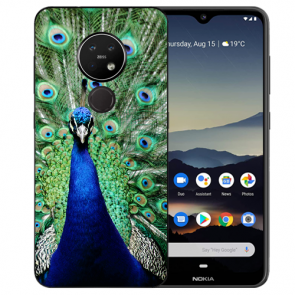 Silikon Schutzhülle TPU Case für Nokia 7.2 mit Pfau Bild Namen Druck