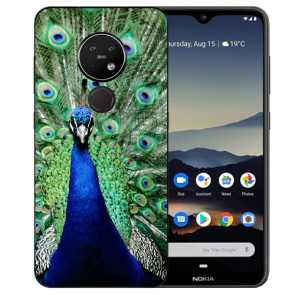 Silikon Schutzhülle TPU Case für Nokia 7.2 mit Pfau Bild Namen Druck 