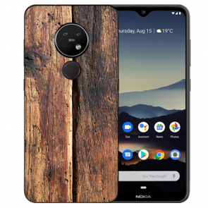 Schutzhülle Silikon TPU Hülle mit Bild Druck HolzOptik für Nokia 7.2