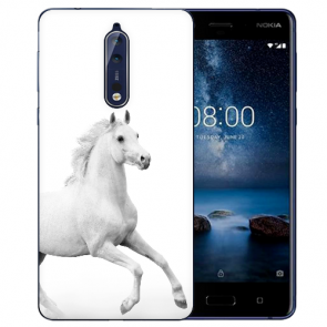 Nokia 8 TPU Hülle mit Fotodruck Pferd Etui