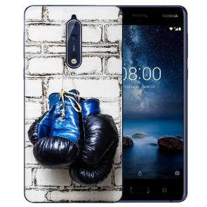 Nokia 8 TPU Hülle mit Fotodruck Boxhandschuhe Etui