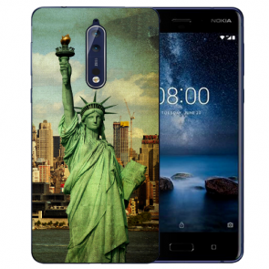 Nokia 8 TPU Hülle mit Fotodruck Freiheitsstatue Etui