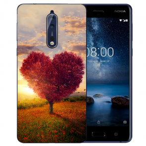 Nokia 8 TPU Hülle mit Fotodruck Herzbaum Etui