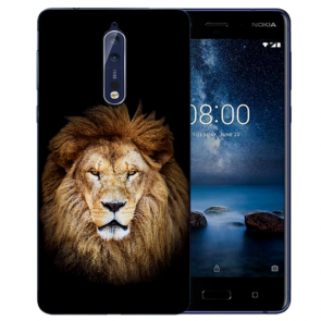 Nokia 8 TPU Hülle mit Fotodruck Löwenkopf Etui