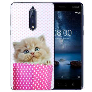Nokia 8 TPU Hülle mit Fotodruck Kätzchen Baby Etui