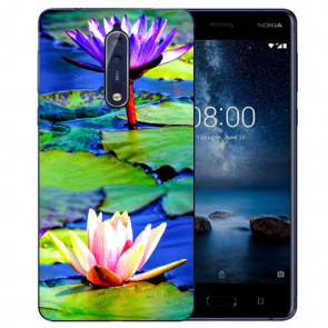 Nokia 8 TPU Hülle mit Fotodruck Lotosblumen Etui