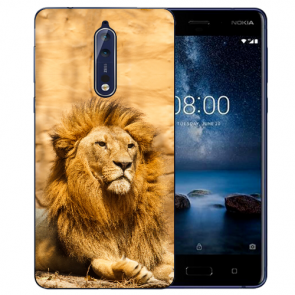 Nokia 8 TPU Hülle mit Fotodruck Löwe Etui