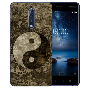 Nokia 8 TPU Hülle mit Fotodruck Yin Yang Etui