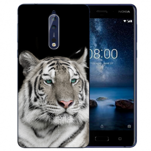 Nokia 8 TPU Hülle mit Fotodruck Tiger Etui