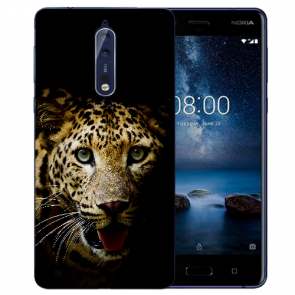 Nokia 8 TPU Hülle mit Fotodruck Leopard Etui