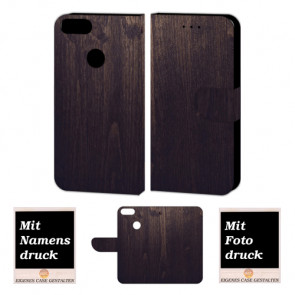 One Plus 5t Schutzhülle Handy Tasche mit Holz Optik + Foto Text Druck