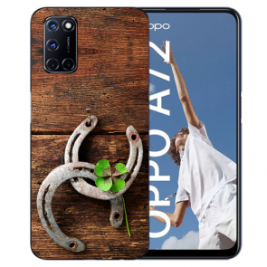 Oppo A52 / A72 / A92 Schutzhülle TPU Case mit Fotodruck Holz hufeisen