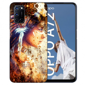 Oppo A52 / A72 / A92 TPU Handy Hülle mit Fotodruck Indianerin Porträt