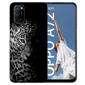 Oppo A52 / A72 / A92 TPU Handy Hülle mit Leopard mit blauen Augen Fotodruck 