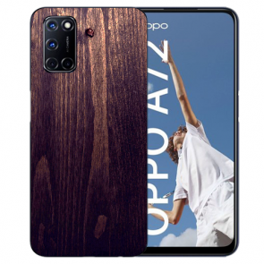 TPU Handy Hülle für Oppo A52 / A72 / A92 mit Holzoptik dunkelbraun Fotodruck 