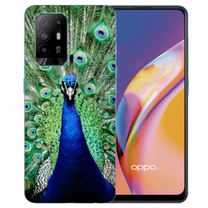 Silikon TPU Case Hülle für Oppo A94 (5G) mit Pfau Fotodruck Etui