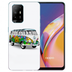 Oppo A94 (5G) Schutzhülle Silikon TPU mit Fotodruck Hippie Bus