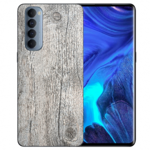 Oppo Reno 4 Pro (4G) TPU Case Handyhülle mit Fotodruck Holzoptik Grau