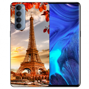 Oppo Reno 4 Pro (4G) Silikon Schale TPU Handyhülle mit Eiffelturm Fotodruck 