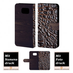 Samsung Galaxy S6 croco - Holz Optik Handy Tasche Hülle Foto Bild Druck