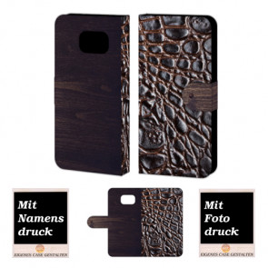 Samsung Galaxy S6 Edge croco - Holz Optik Handy Tasche Hülle Foto Bild Druck