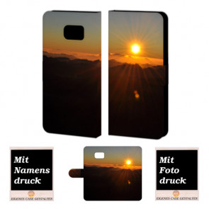 Samsung Galaxy S6 Edge + Schutzhülle Handy Tasche mit Sonnenaufgang Bilddruck