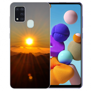 Samsung Galaxy A21s Silikon TPU Hülle mit Bilddruck Sonnenaufgang