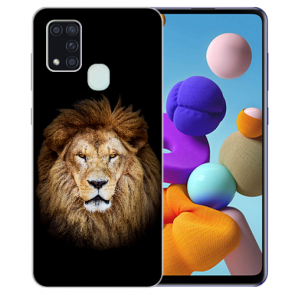 TPU Schutzhülle Silikon für Samsung Galaxy A21s mit Löwe Bilddruck