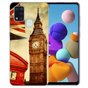 Schutzhülle Silikon für Samsung Galaxy A21s mit Bilddruck Big Ben London