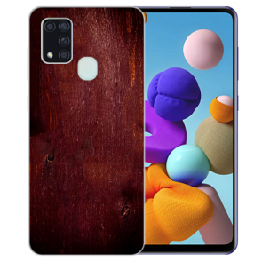 Samsung Galaxy M30S Silikon TPU Hülle mit Eichenholz -Optik Fotodruck