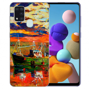 Samsung Galaxy A21s Silikon TPU Hülle mit Bilddruck Gemälde Etui