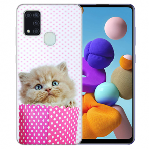 Samsung Galaxy M30S Silikon TPU Hülle mit Kätzchen Baby Bilddruck