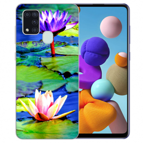 TPU Hülle mit Bilddruck Lotosblumen für Samsung Galaxy A21s Etui
