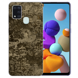 Schutzhülle Samsung Galaxy A21s TPU Hülle mit Bilddruck Braune Muster
