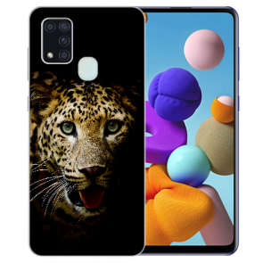 TPU Schutzhülle Silikon für Samsung Galaxy A21s mit Leopard Bilddruck