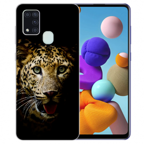 Silikon Schutz Hülle mit Leopard Bilddruck für Samsung Galaxy M21