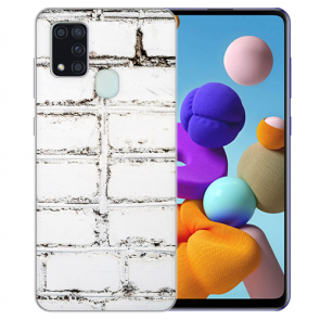 Schutzhülle Samsung Galaxy A21s TPU Hülle mit Bilddruck Weiße Mauer