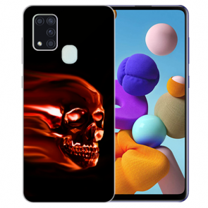 Samsung Galaxy M30S Silikon TPU Hülle mit Fotodruck Totenschädel