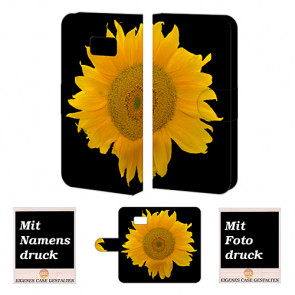 Samsung Galaxy S7 Handy Tasche Hülle mit Sonnenblumen Bild Druck