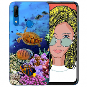 Huawei P Smart Z Silikon TPU Hülle mit Bilddruck Aquarium Schildkröten