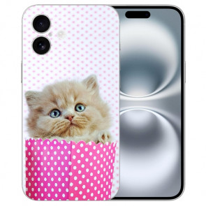 Personalisierte TPU Cover Silikon Handy Hülle für iPhone16 Plus Kätzchen Baby Bilddruck 