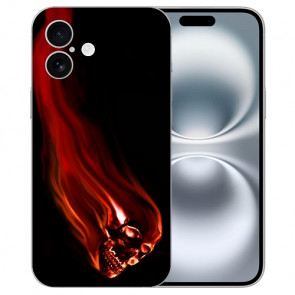 Silikon Individuelle TPU Cover Handy Hülle für iPhone16 Plus Etui Totenschädel Bilddruck