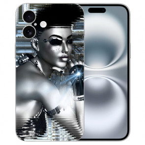 Silikon Handy Hülle Schale Cover Case Fotodruck Robot Girl für iPhone 16 Etui