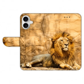 Flip Case Personalisierte Schutzhülle Fotodruck Löwe Backcover für iPhone 16 Plus