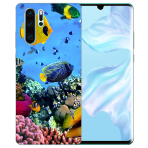 Huawei P30 Pro Silikon TPU Hülle mit Korallenfische Fotodruck 